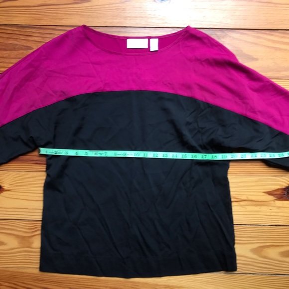 Chico’s Fushcia Black Shortsleeve Boxy Blouse, EUC, 1 - Picture 6 of 14